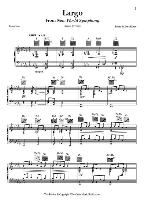 Largo From New World Symphony Piano Sheet Music Dvorak Download And Print