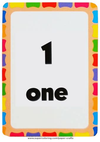 Flashcard with Number One Printable Template | Free Printable ...