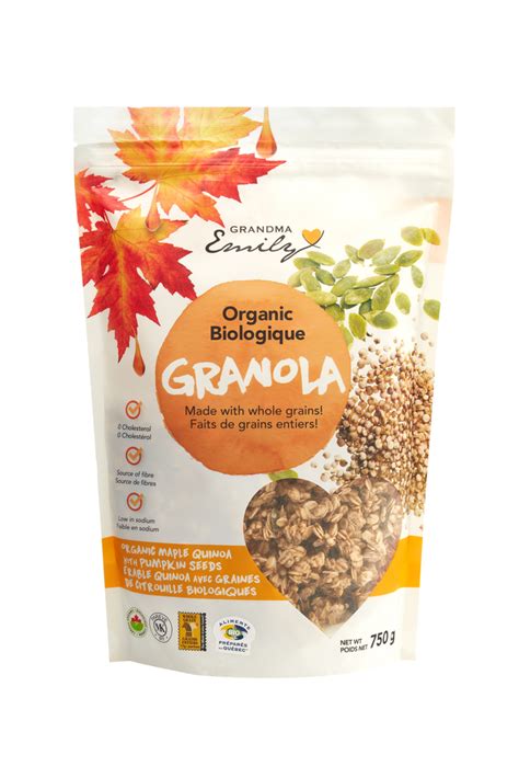 Organic Maple Quinoa Granola 750g Grandma Emily Inc