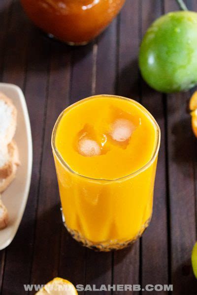 Orange Mango Juice With Fresh Fruits Masala Herb