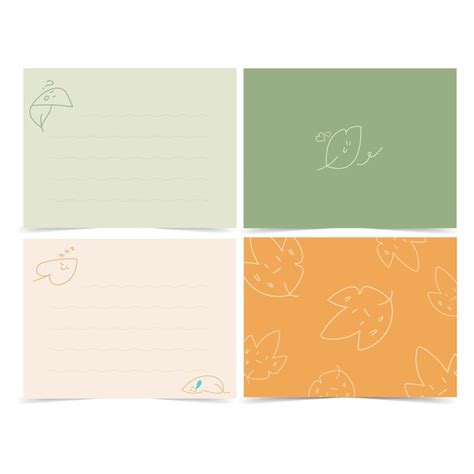 Premium Vector Cute Leaf And Flower Note Card Template