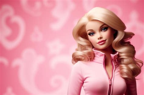 Poupée Barbie Jolie Fille Blonde Tenue Fond D écran Rose Design Photo Premium