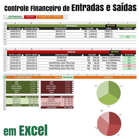 Planilha De Controle Financeiro De Entradas E Sa Das Em Excel The