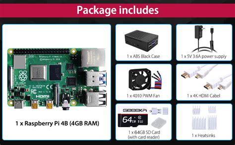 Amazon GeeekPi Raspberry Pi 4 4GB Starter Kit 64GB Edition