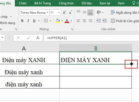 Cách đổi chữ thường thành chữ hoa trong excel trong tích tắc