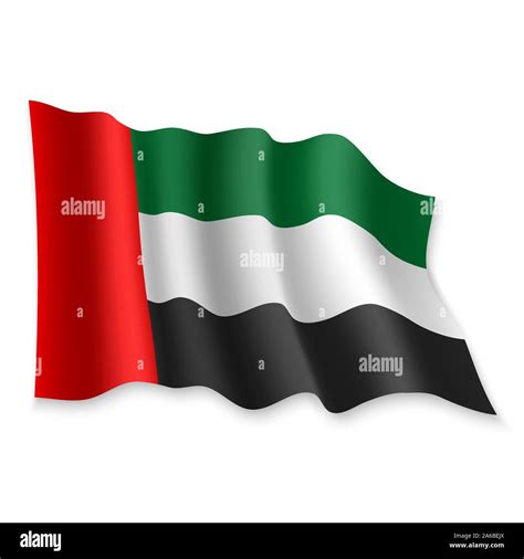 3d Realistic Waving Flag Of United Arab Emirates On White Background