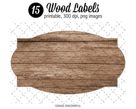 Rustic Wood Labels Digital Brown Wooden Labels Printable Etsy