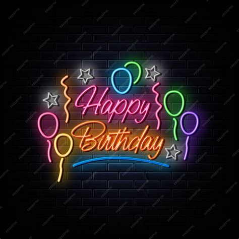 Premium Vector Happy Birthday Neon Sign Neon Symbol