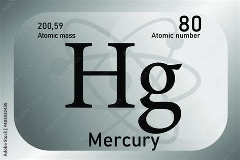 Vector illustration of a sign, symbol of the Mercury atom, an element ...