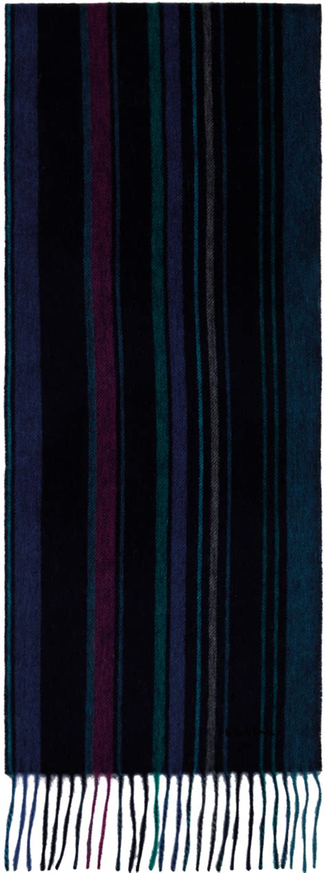 Ps By Paul Smith Blue Striped Scarf Ssense