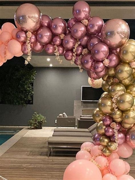 126pcs Gold And Rose Gold Metallic Balloon Garland Arch Hibrides