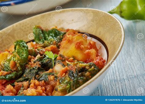 Aloo Methi In Copper Kadai Bowl Isolated At White Background Aloo