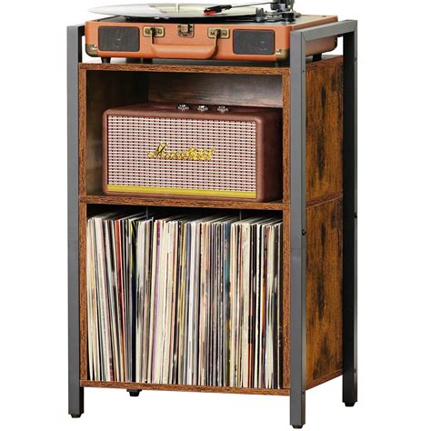 Mua Lelelinky Record Player Stand 2 Tier Vinyl Record Storage Cabinet With Metal Frame Cube