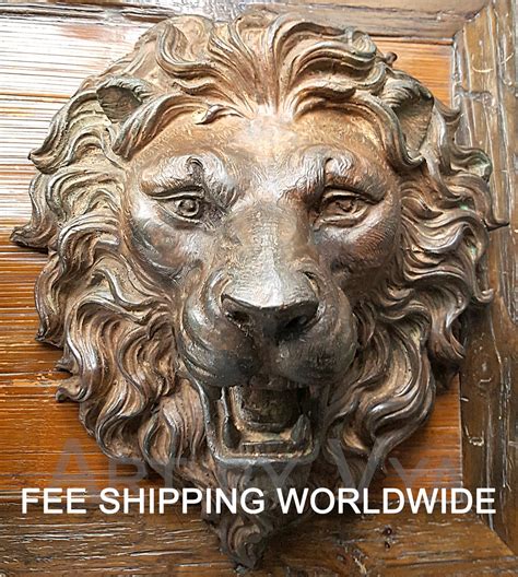 Decor Lion Head Decor Garden Statue Garden Ornament Lion Etsy