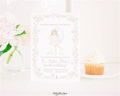 Fairy Party Invitation With Brunette Fairy Printable Watercolor Fairies Party Fairy Garden