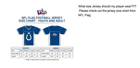 Football Jersey Size Chart