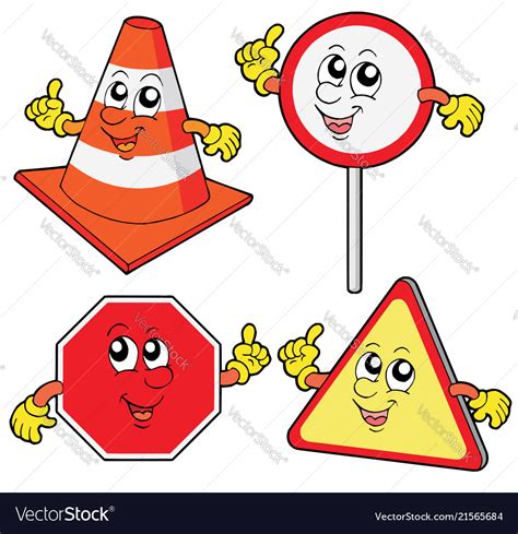 Cute Road Signs Collection Royalty Free Vector Image