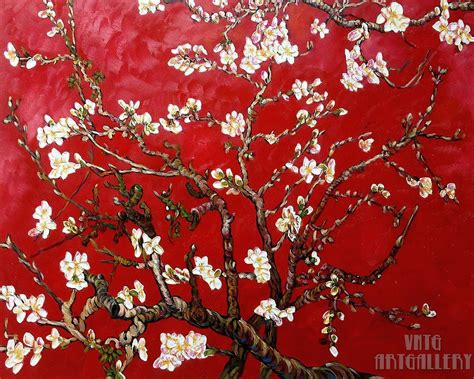 Vincent Van Gogh Red Almond Blossom Canvas Gallery Etsy Uk