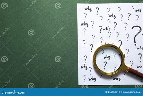 Question Marks And Why Word With Magnifying Glass Stock Image Image