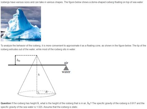 Solved Icebergs have various sizes and can take in various | Chegg.com