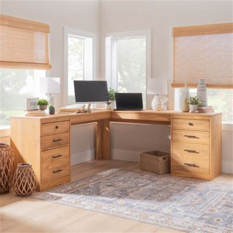 Linon Cody Wood L Shaped Desk In Maple Brown 1 Pick ‘n Save