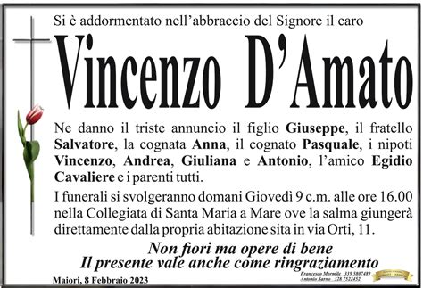 Il Vescovado Maiori Piange La Morte Di Vincenzo D Amato