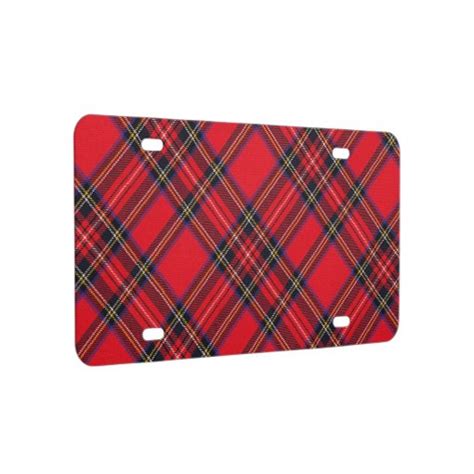 Royal Stewart Tartan Red Black Plaid License Plate Zazzle