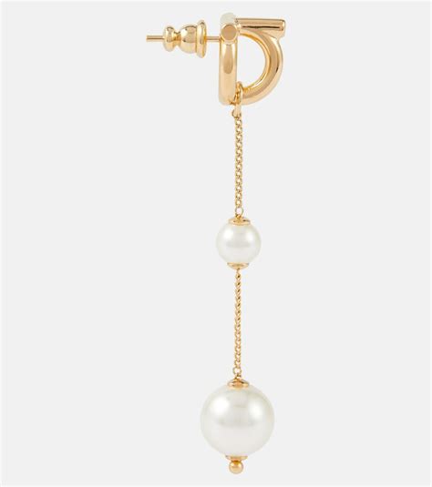 Ferragamo Gancini Faux Pearl Drop Earrings Salvatore Ferragamo