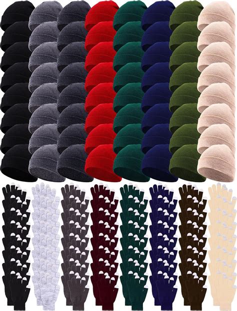 Suhine Pcs Winter Beanie And Gloves Set Knit Hats Bulk Winter