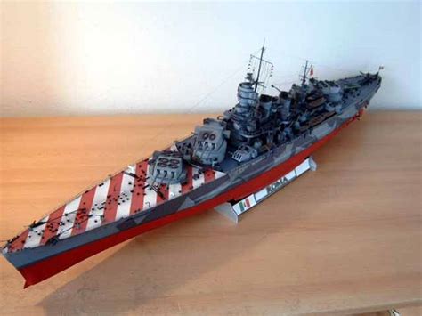 1:200 Scale WW2 Italian Royal Navy Battleship Roma DIY Handcraft Paper ...