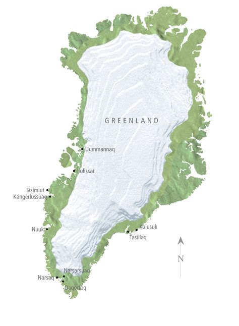 Large Detailed Relief Map Of Greenland With Cities Greenland Large