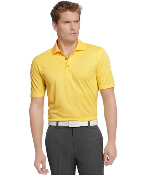 Lyst Izod Performance Solid Grid Golf Polo In Yellow For Men