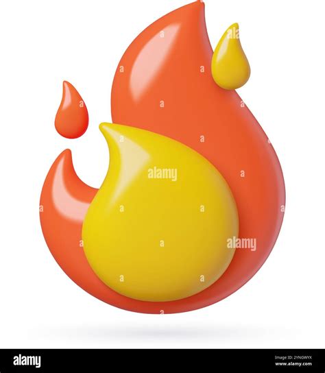 Fire Flame Cute D Emoji Hot Burning Symbol Three Dimensional Vector Illustration Isolated On