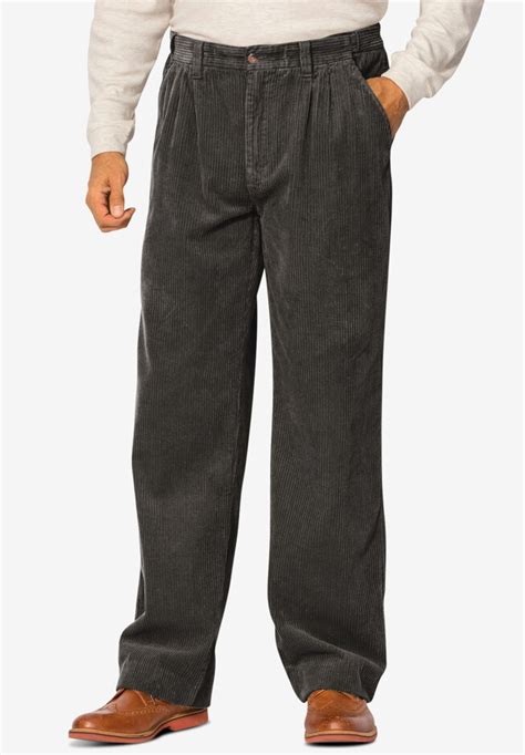 Expandable Waist Corduroy Pleat Front Pants Catherines