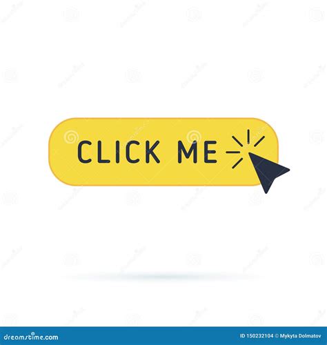 Click Button With Hand Pointer Clicking Click Me Vector Web Button