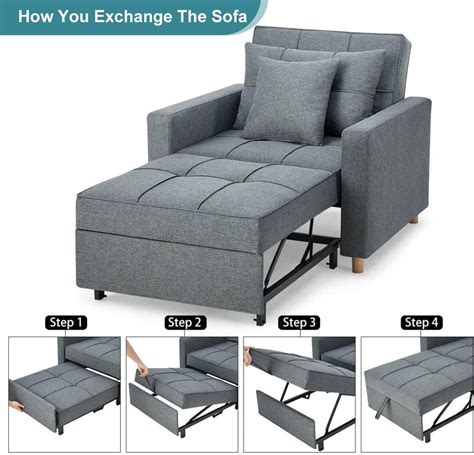 Sofa Bed 3 In 1 Convertible Chair Multi Functional Adjustable Recliner