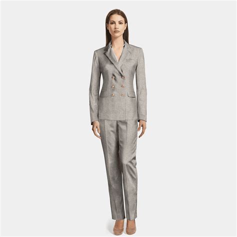 Beige 6b Double Breasted Tweed Pant Suit Sumissura