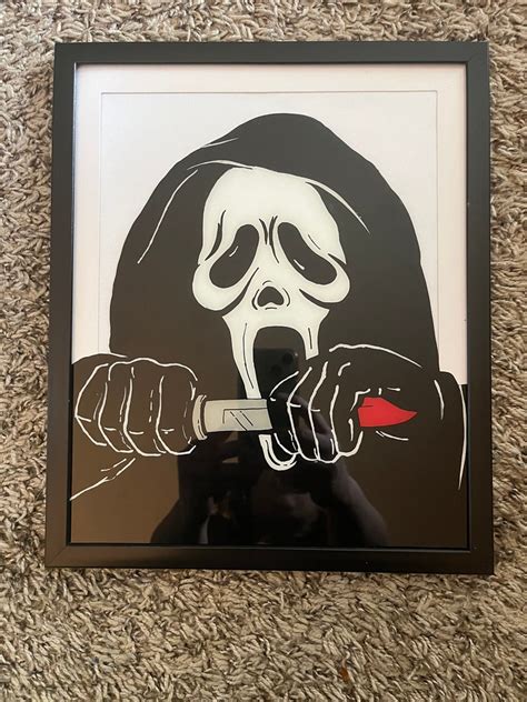 Halloween Scream Ghostface Glass Painting Etsy