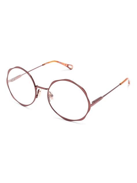 Chloé Eyewear Logo Engraved Round Frame Glasses Farfetch