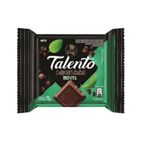 Barra De Chocolate Garoto Talento Dark 50 Menta 75g Shopee Brasil