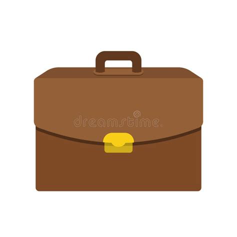 Vector Brown Briefcase Icon In Flat Style Islated Stock Illustration