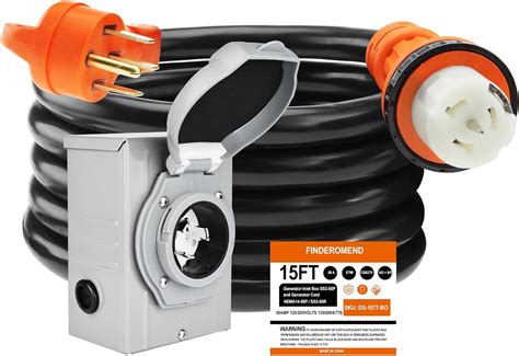 Finderomend 50 Generator Cord And Power Inlet Box Combo Kit 125 250