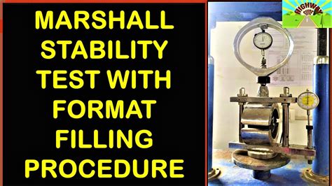 Marshall Stability Test With Format Filling Procedure Youtube