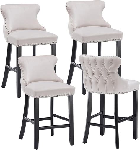 Amazon Mikibama Velvet Wingback Bar Stools Set Of Upholstered