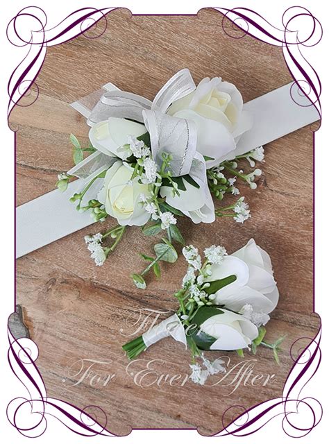 Celina White Corsage Set