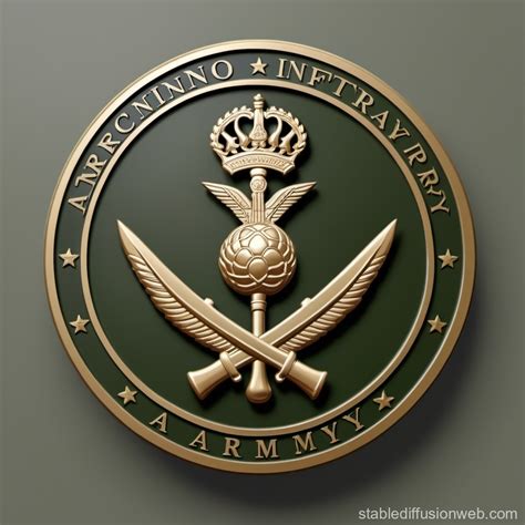 Modern Fictional Army Insignia With Rifles And Grenades Stable