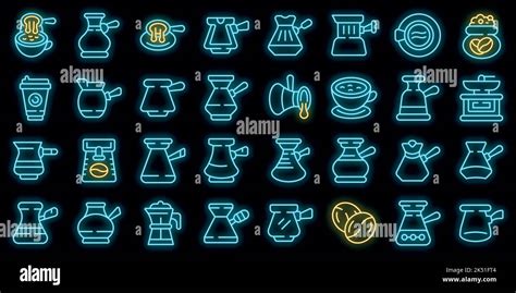 Turkish Coffee Pot Icons Set Outline Vector Arabic Coffee Cafe Cook