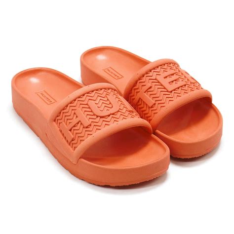 Hunter Women S Bloom Algae Foam Slide Sandals Sun Cup Orange M Us