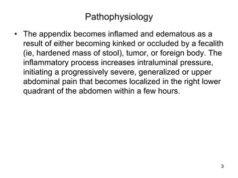 Appendicitis Pathophysiology And Its Management Ppt