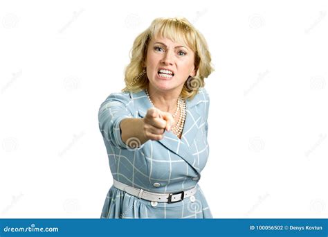 Angry Woman Screaming And Pointing With Finger Stock Photo Image Of